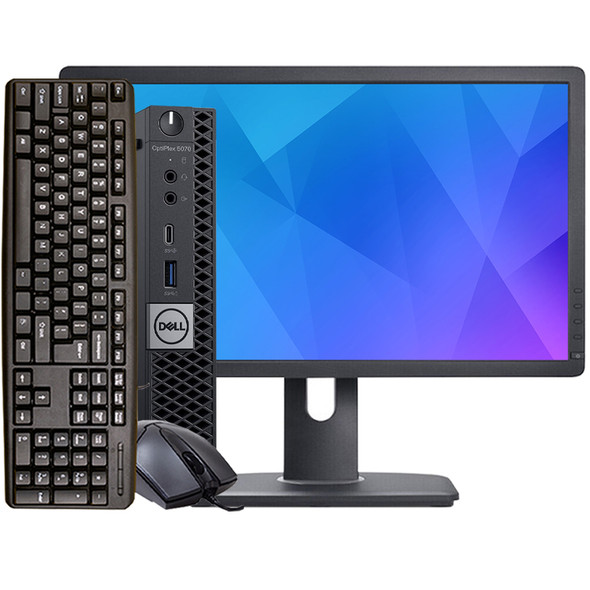 Dell OptiPlex 5070 Mini Pc Desktop Computer Intel i5 8th Gen 8GB RAM 256GB SSD 22in LCD Windows 11 Home, Wi-Fi