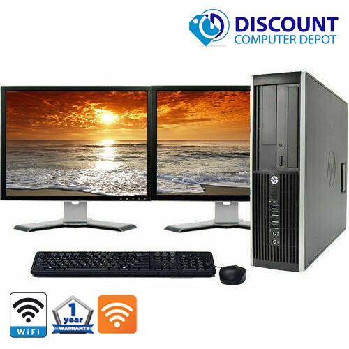 HP Elite 8300 Desktop Computer PC i5 3.2GHz 8GB 320GB Dual 19"Widescreen LCD's Windows 10 Professional and WIFI