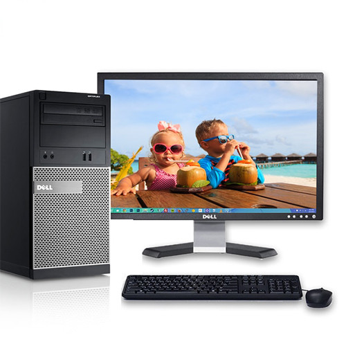 Dell Optiplex Computer Tower Quad i5 8GB 500GB Windows 10 Pro 22" LCD and WIFI