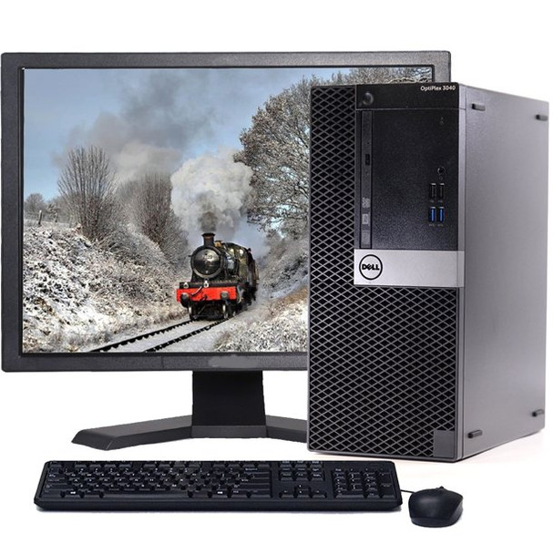 Dell OptiPlex 3040 Desktop Computer Tower i5 3.2GHz 8GB 500GB Windows 10 with a 19" LCD