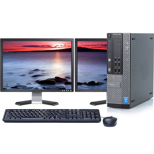 Dell 7010 SFF Desktop Computer Core i3 4GB 160GB Windows 10 Pro Dual 19" LCD Keyboard and Mouse