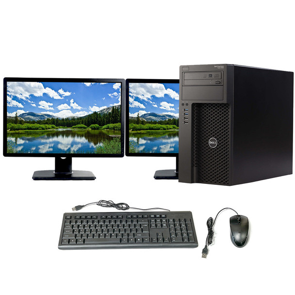 Dell Precision T3620 i7 6th gen Workstation Server 3.20GHz 16GB RAM 1TB SSD 2TB HDD Windows 10 Pro Dual 24" Monitor