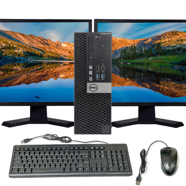 Dell Optiplex 5040 SFF Computer Core i5 6th gen 3.2GHz 8GB 512GB SSD DVD 22" Dual LCD Windows 10 Pro
