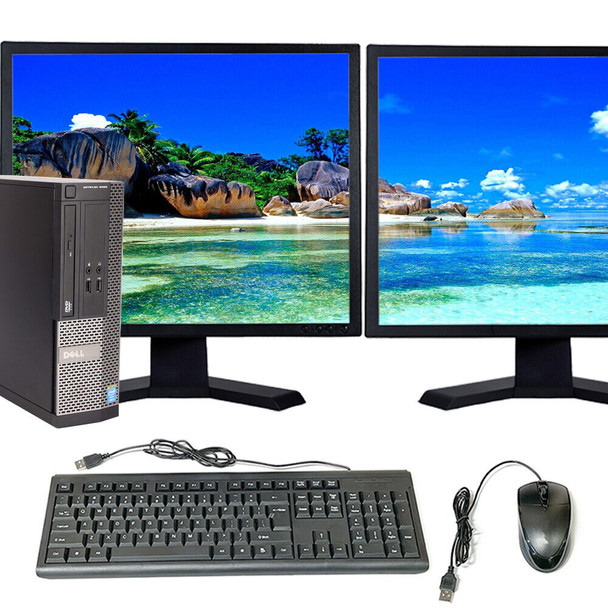 Dell OptiPlex 3020 SFF Desktop Computer Intel Core i3 4th Generation 16GB RAM 512GB SSD Dual 19" Monitor Wi-Fi Windows 10 Professional
