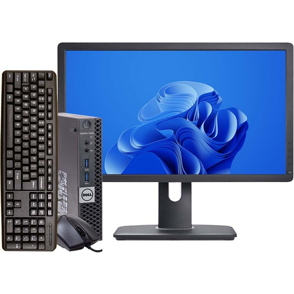 Dell OptiPlex 3040 Micro Desktop Computer Intel Core i3 6th Generation 8GB RAM 1TB HDD 20" Monitor Wi-Fi Windows 10 Home