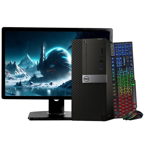 Dell OptiPlex 3050 Tower Desktop Computer Intel Core i5 7th Generation 16GB RAM 2TB HDD 22" LCD NVIDIA Graphics Card Gaming Mouse & Keyboard Windows 10 Professional