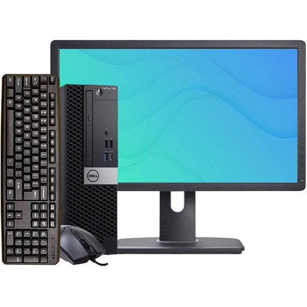 Dell OptiPlex 7070 SFF Intel i7 16GB RAM 512GB SSD 24in LCD Monitor Windows 11 Pro Wi-Fi