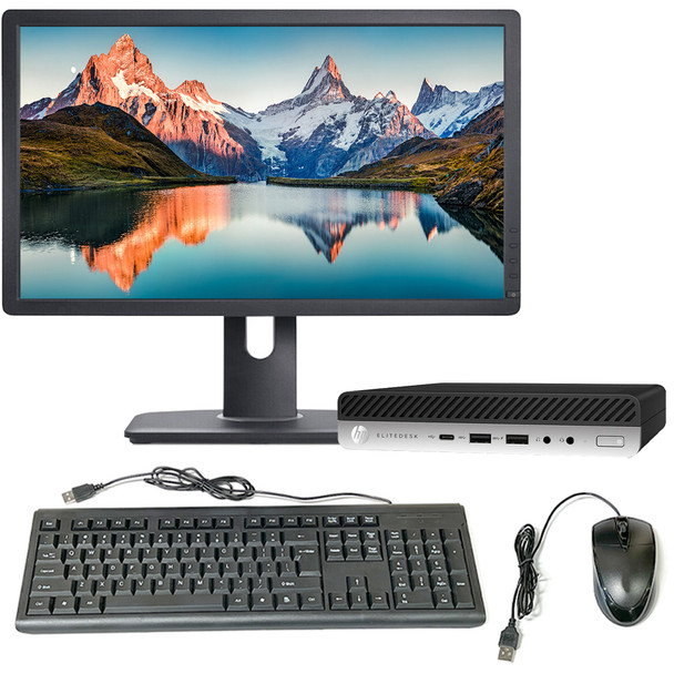 HP EliteDesk 800 G4 Mini Pc Intel Core i5 8th Gen 8GB RAM 256GB SSD 19in LCD Windows 11 Pro