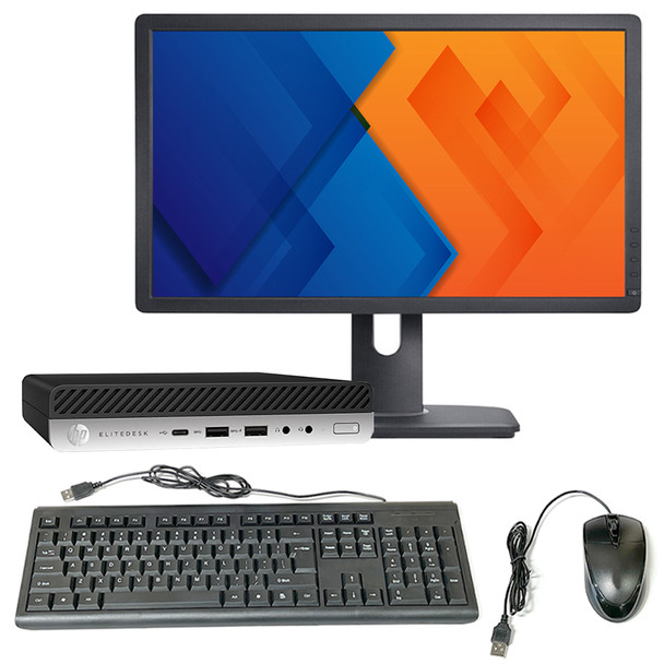 HP EliteDesk 800 G5 Mini Pc Desktop Computer Intel i7 9th Gen 16GB RAM 512GB SSD 24in LCD Windows 11 Pro, Wi-Fi