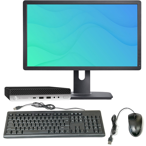 HP EliteDesk 800 G4 Mini Pc Desktop Computer Intel i7 8th Gen 16GB RAM 256GB SSD 22in LCD Windows 11 Home, Wi-Fi