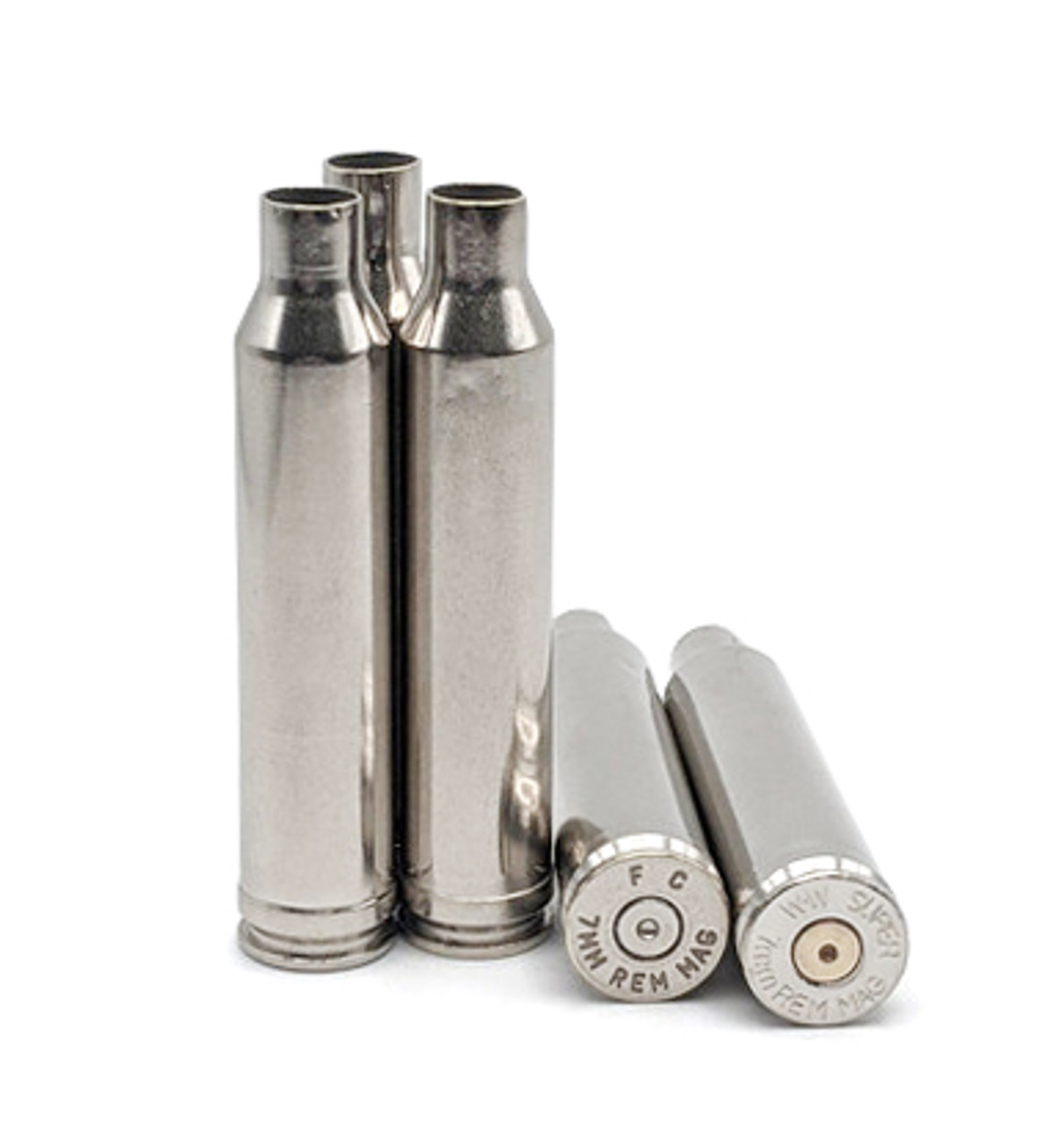 7mm Rem Mag Brass - Nickel Finish - Washed and Polished - 50pcs