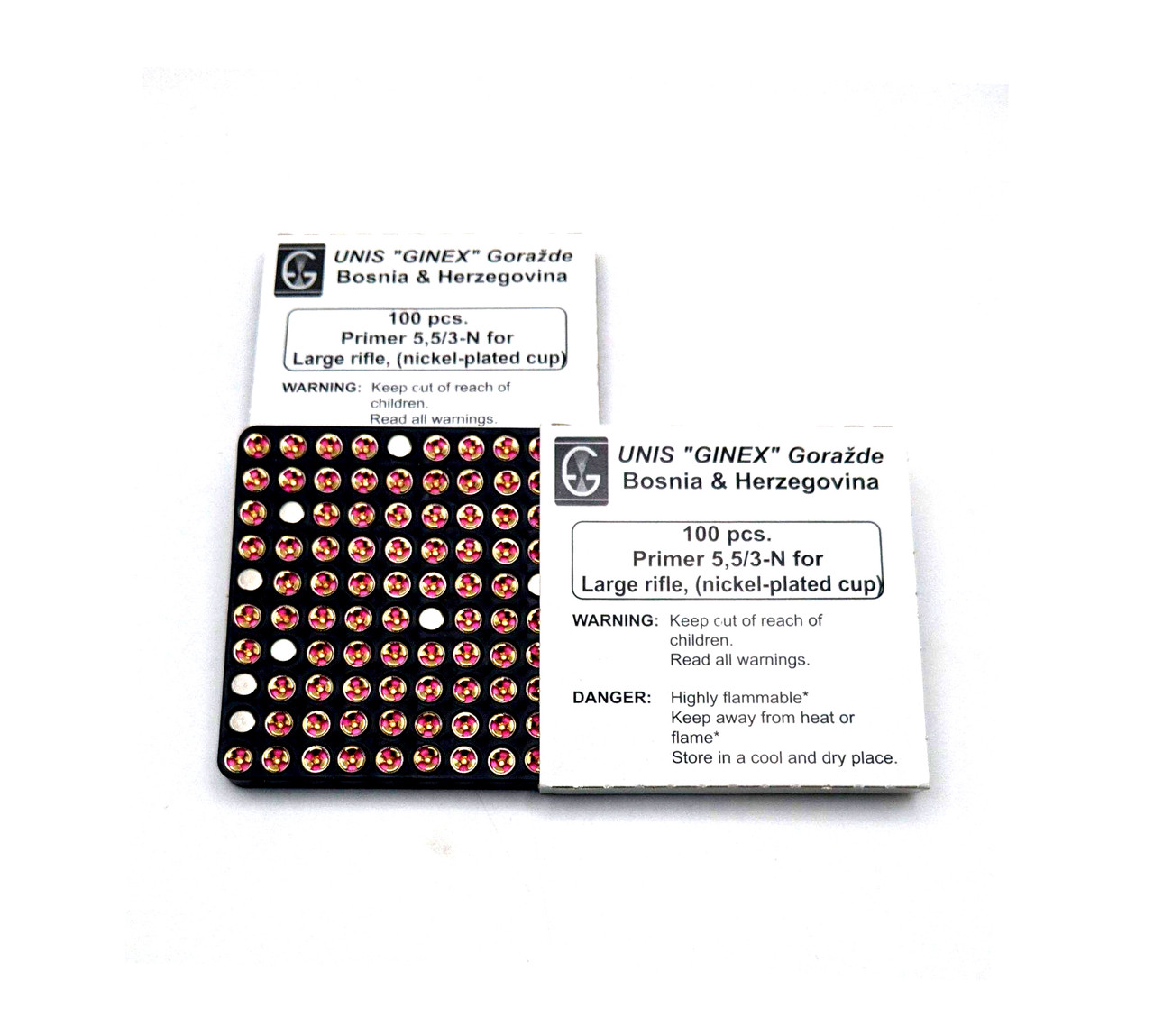 GINEX | Large Rifle Primers | Nickel Cup | 5,000ct | Hazmat Included