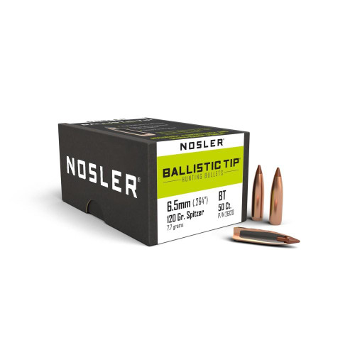 Nosler Ballistic Tip Hunting Bullets 6.5mm .264" 120 gr SBT-BTIP 50/ct