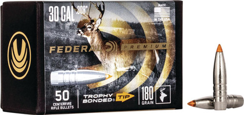 FEDERAL .308 CALIBER 180GR TROPHY BONDED TIP CB BULLET 50RD