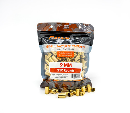 RangeSpec Reloading - 9MM Unprimed Processed Brass - 250PCS