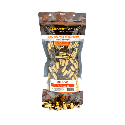 RangeSpec Reloading - .40 S&W Unprimed Processed Brass - 250PCS