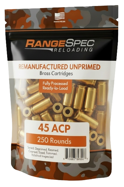 RangeSpec Reloading - .45 ACP Unprimed Processed Brass - 250PCS