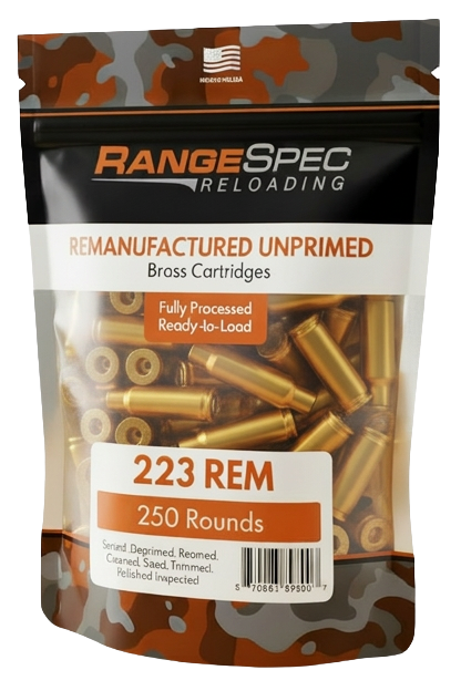 RangeSpec Reloading - .223 REM Unprimed Processed Brass - 250PCS