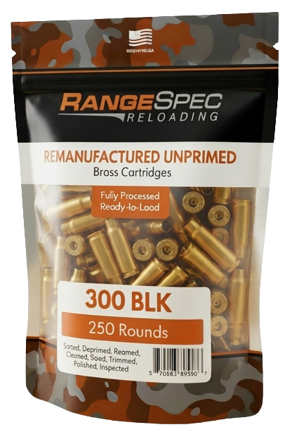 RangeSpec Reloading - .300 BLK Unprimed Processed Brass - 250PCS