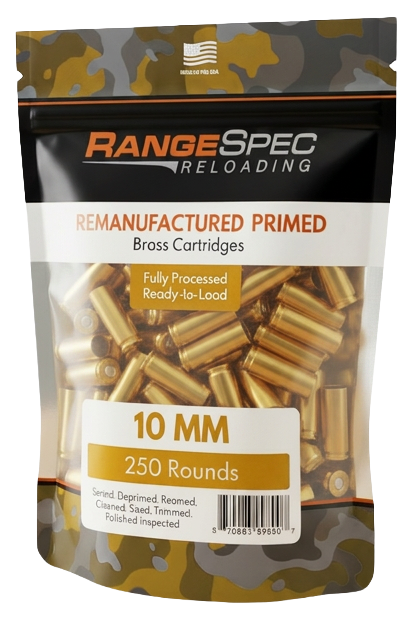 RangeSpec Reloading - 10MM Primed Reman Brass - 250PCS