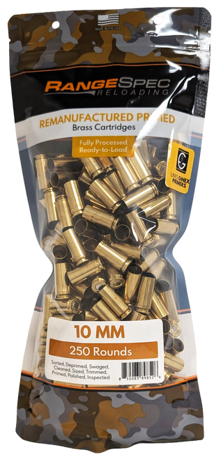 RangeSpec Reloading - 10MM Primed Reman Brass - 250PCS