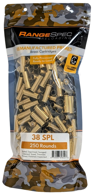 RangeSpec Reloading - .38 Special Primed Reman Brass - 250PCS