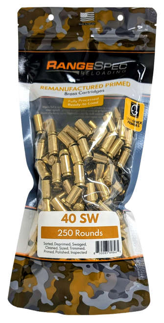 RangeSpec Reloading - .40 S&W Primed Reman Brass - 250PCS