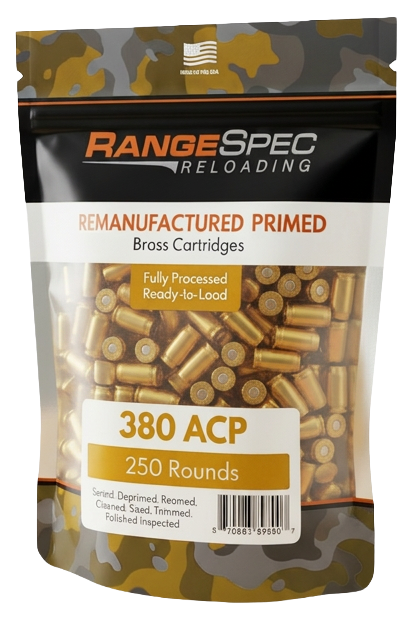 RangeSpec Reloading - .380 ACP Primed Reman Brass - 250PCS