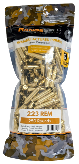 RangeSpec Reloading - .223 REM Primed Reman Brass - 250PCS