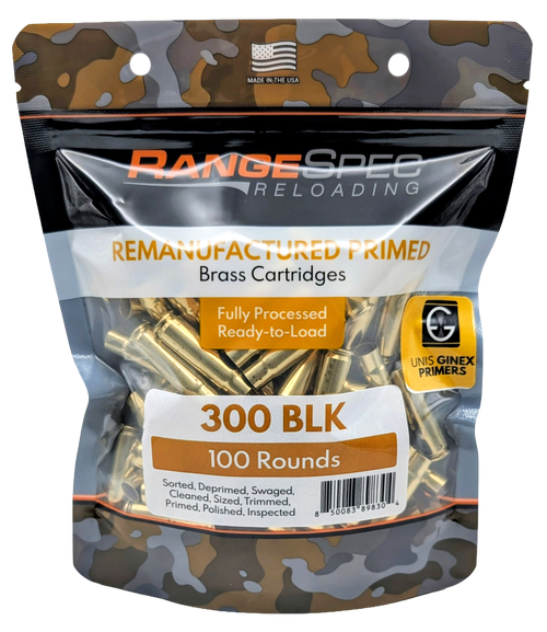 RangeSpec Reloading - .300 BLK Primed Reman Brass - 100PCS
