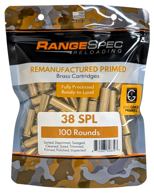 RangeSpec Reloading - .38 Special Primed Reman Brass - 100PCS