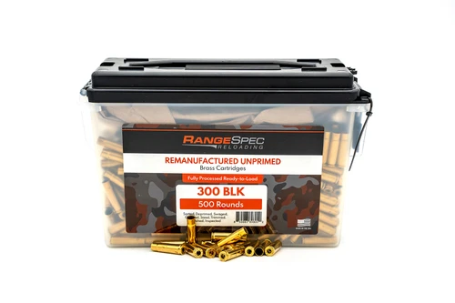 RangeSpec Reloading - .300 BLK Unprimed Processed Brass - 500PCS w/ Free Ammo Can