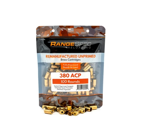 RangeSpec Reloading - .380 ACP Unprimed Processed Brass - 100PCS