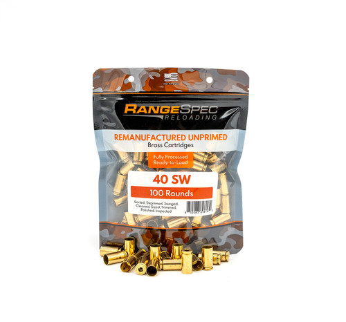 RangeSpec Reloading - .40 S&W Unprimed Processed Brass - 100PCS