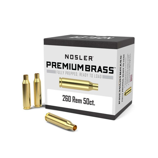 Nosler Unprimed Brass Rifle Cartridge Cases 50/ct .260 Rem