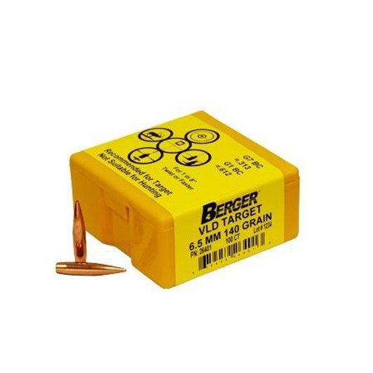 Berger Match Grade Target Bullets 6.5mm .264" 140 gr VLD TARGET 100/box