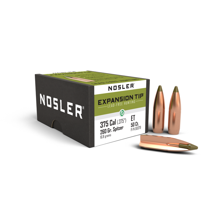 Nosler E-Tip Lead Free Rifle Bullets | .375 Cal .375" 260gr SPTZ ETIP 50/ct