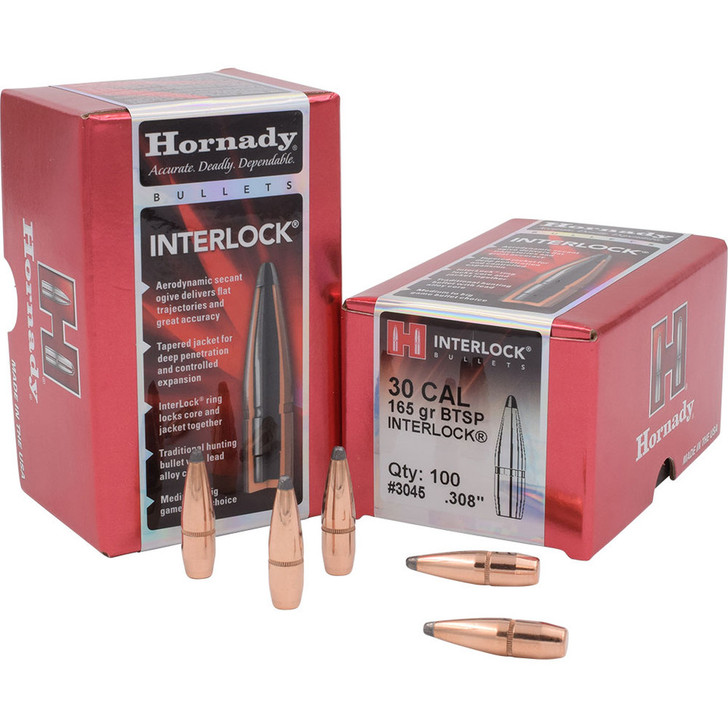 Hornady 30 Cal .308 Diameter -165gr BTSP Bullets-100pcs