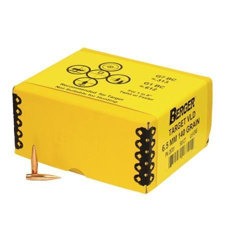 Berger Match Grade Target Bullets 6.5mm .264" 140 gr VLD TARGET 500/ct