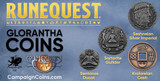 New RuneQuest - Glorantha coins, from our friends at Campaign Coins