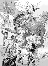 Fighting dinosaurs with a cannon