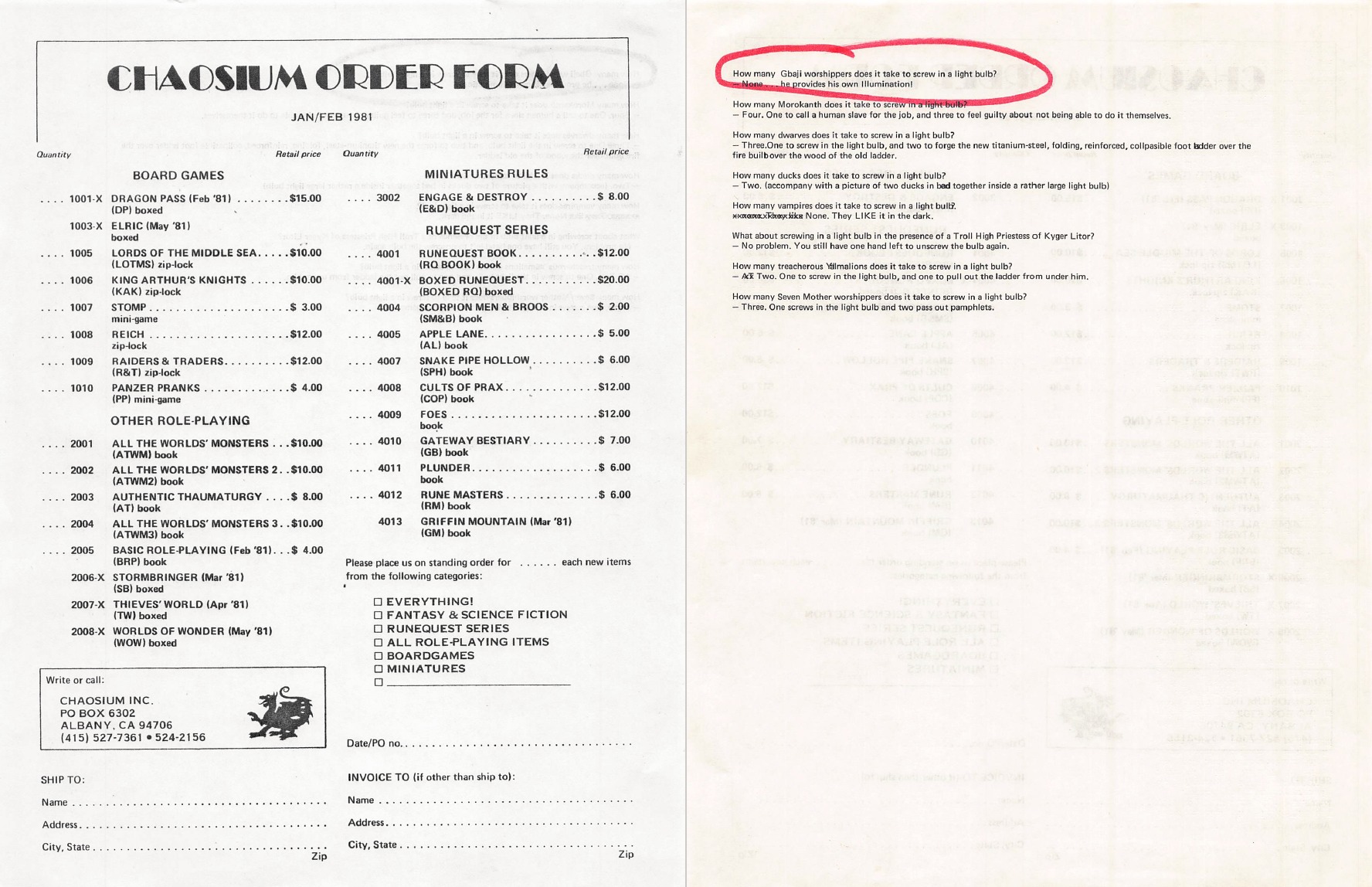 Out of the Suitcase 30 A few jokes at Glorantha’s expense Chaosium Inc.