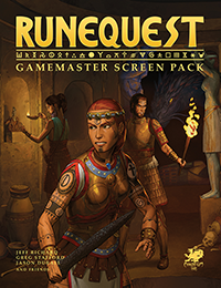 RuneQuest: Gamemaster Screen Pack Front Cover showing an adventuring party