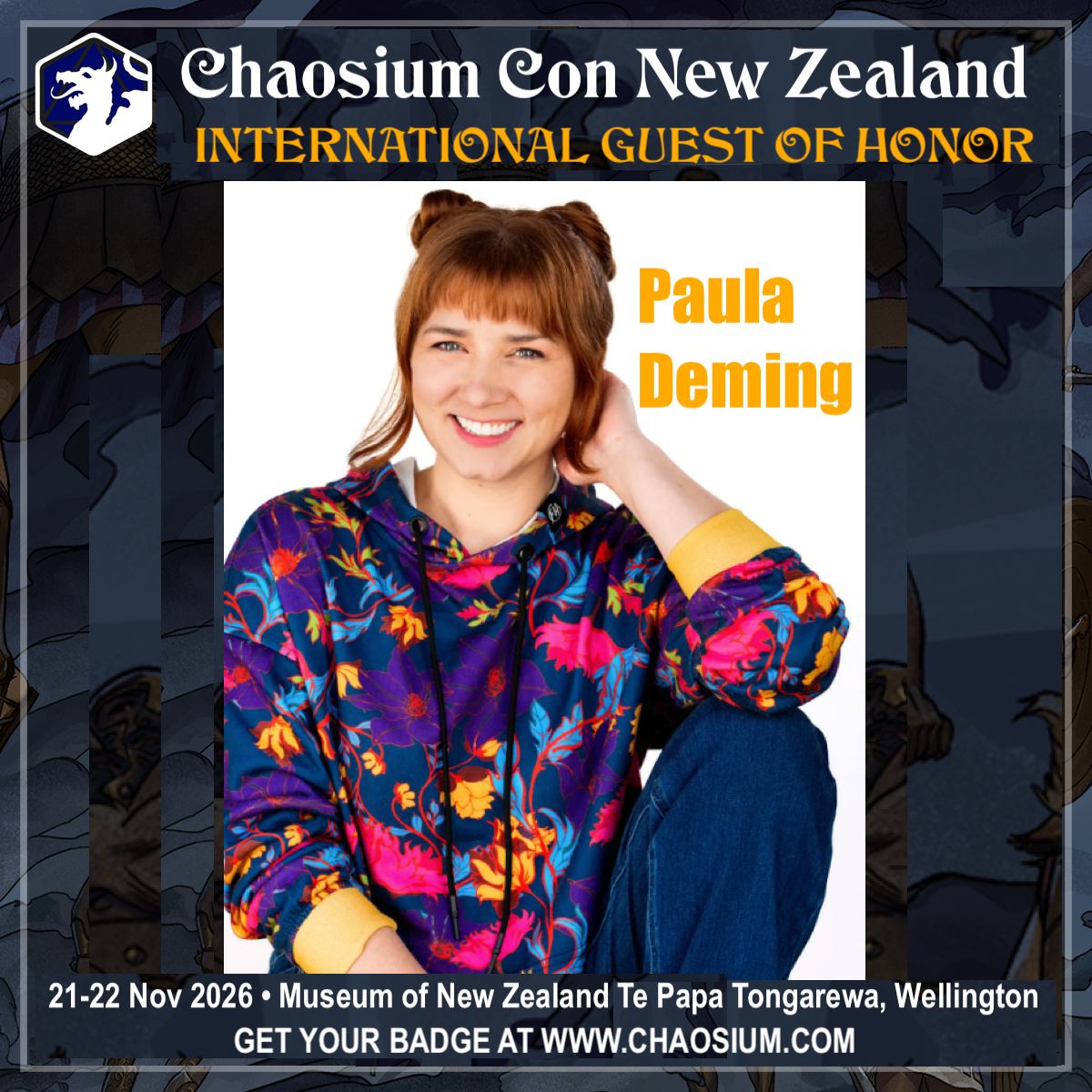 Paula Deming announced as an International Guest of Honour for Chaosium Con New Zealand