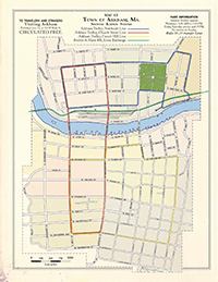 Map showing Arkham, major features, and the tram line