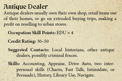 Antique Dealer - Occupation Example