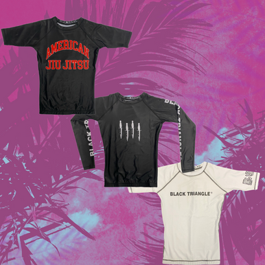 LADIES CUT BLACK TRIANGLE RASH GUARDS