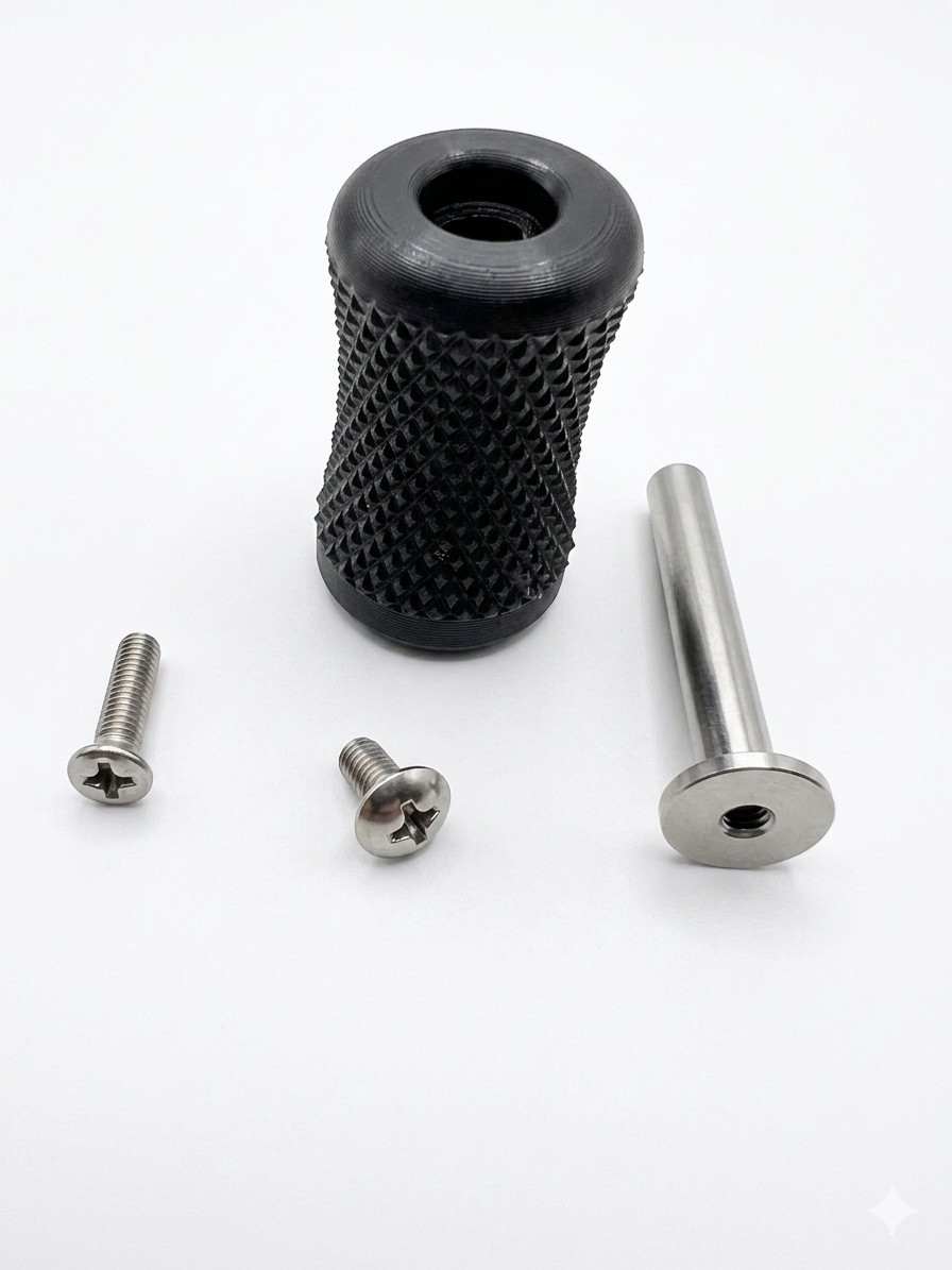 Oversized Reel Handle Knob Kit - 304 Stainless Steel & Heavy Textured Grip
