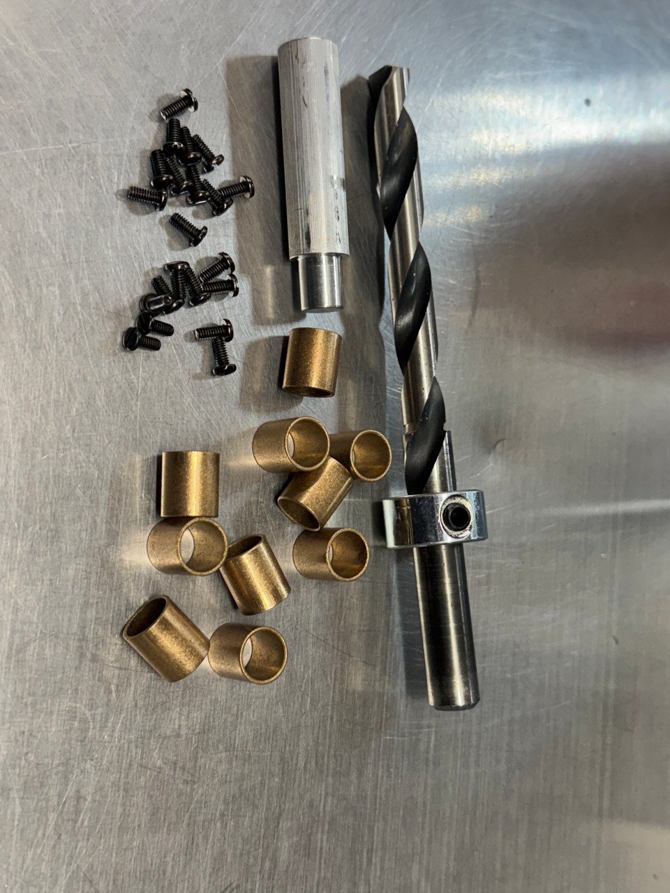 Secondary Shaft Bushing Kit, drill bit, bronze bushings, screws