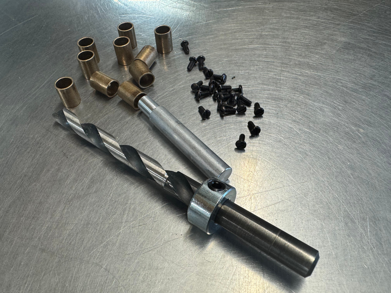 Primary shaft bushing kit, drill bit, bronze bushings, screws and